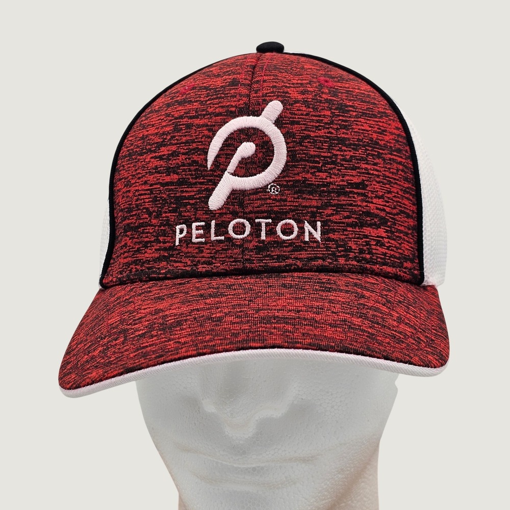 Peloton Hat‎ Red Heather White Mesh Trucker Cap America Adjustable Snapback